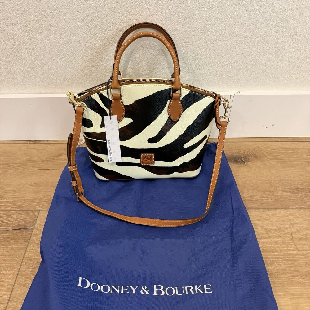 Dooney & Bourke Zebra Print Leather Geena Satchel New
